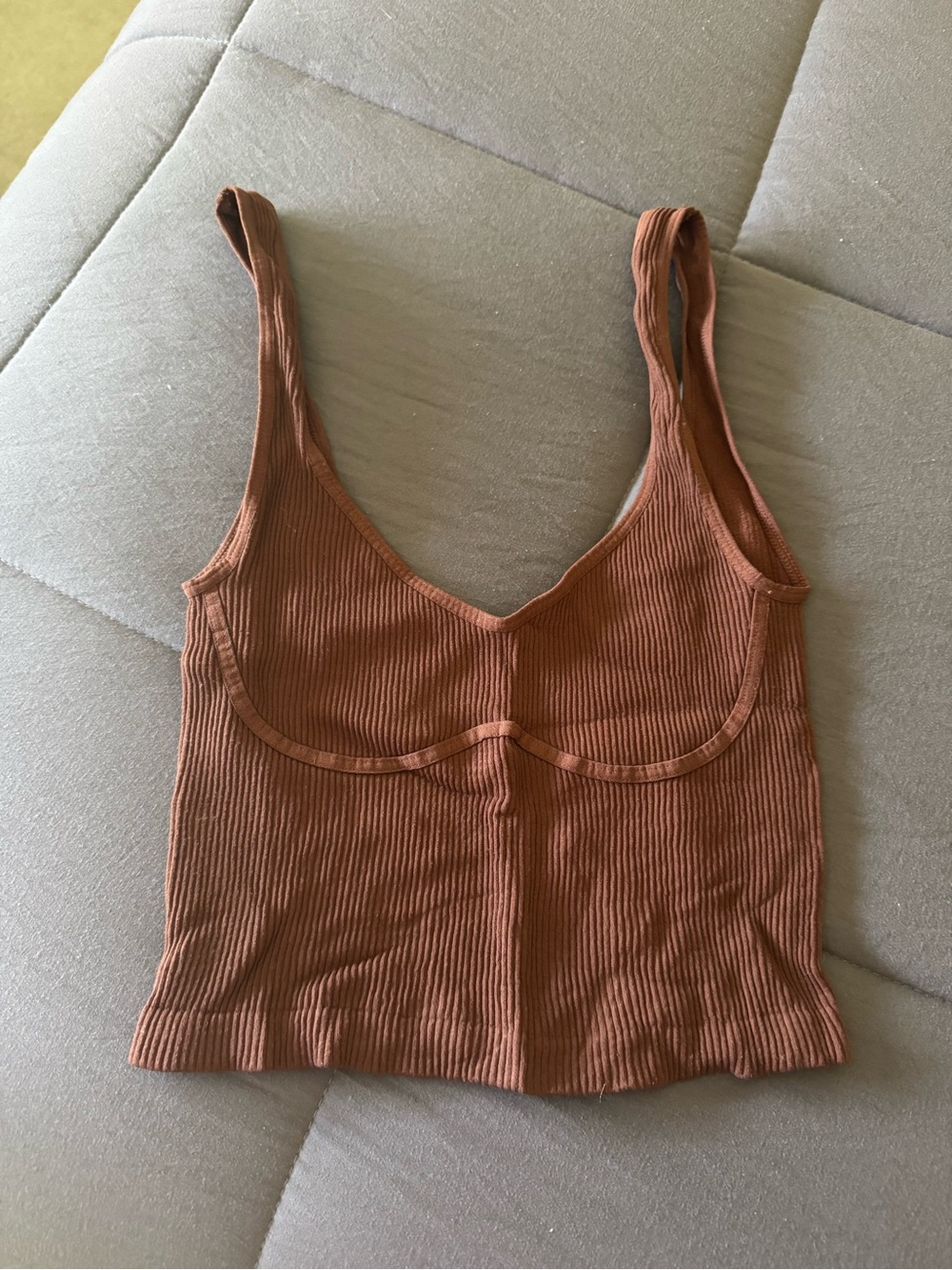 Free People Scoop Neck Crop Tank Top - Brown